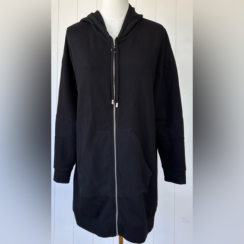 Zara Brand Women’s Duster Hooded Jacket Full Zip Black Size Small